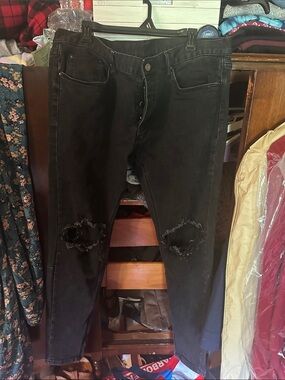 MNML Black Skinny Distressed Knee Jeans